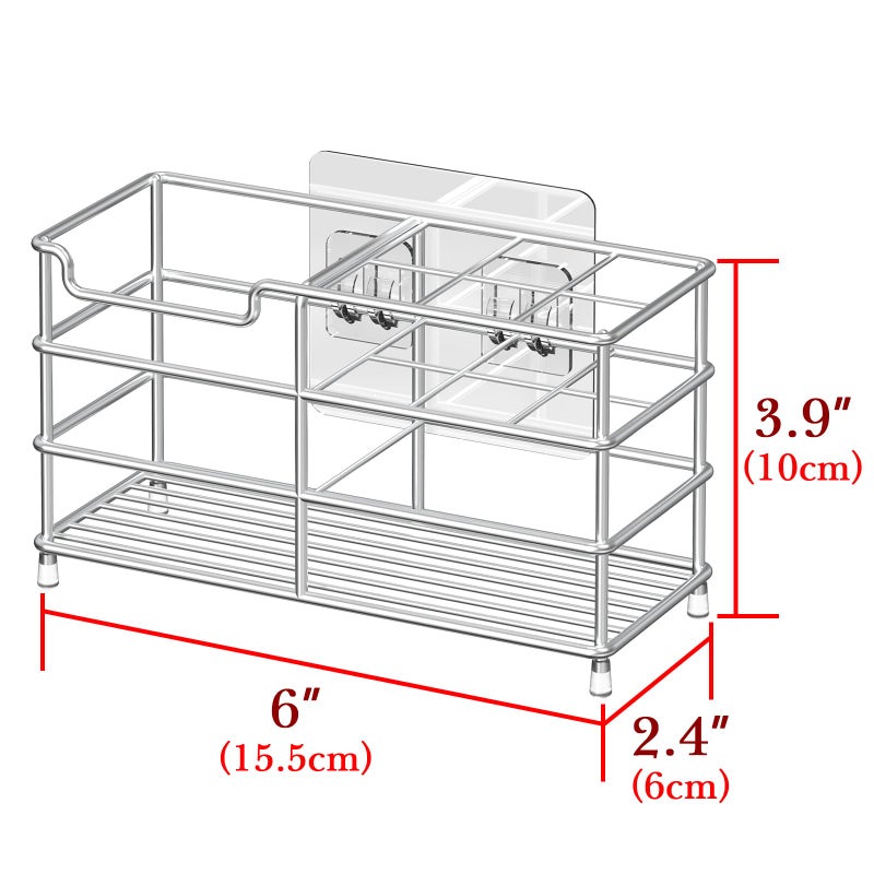 Linkidea Toothbrush Holder for Shower, Bathroom, Stainless Steel Tooth Brush Storage Stand Rack, Wallmount/Countertop 7 Slot Organizer Compatible with Colgate Extra Clean, Oral-B CrossAction - Image 4